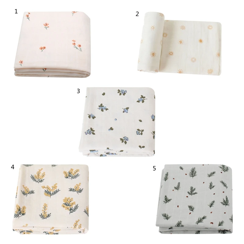 

Двухслойное одеяло для малышей, супермягкое детское Хлопковое полотенце из муслина с цветочным принтом, легкое одеяло для кроватки