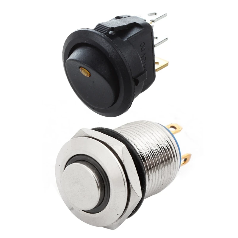 2Набор оранжевых преобразователей напряжения LED 12V с голубым индикатором DC 5V моментального действия кнопки-рокера on.