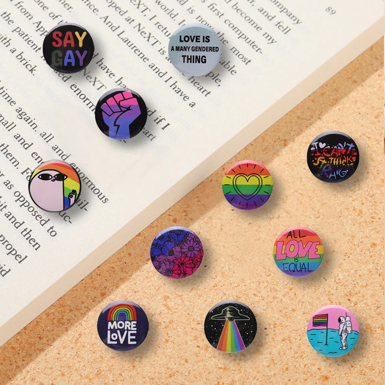 Радужная белая брошь ЛГБТ мягкая на кнопке значок с лацканами Love is Pride одежда для