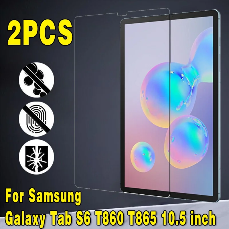 

2Pcs Tempered Glass for Samsung Galaxy Tab S6 T860 T865 10.5" 9H Anti-fingerprint Full Film Tablet Cover Screen Protector