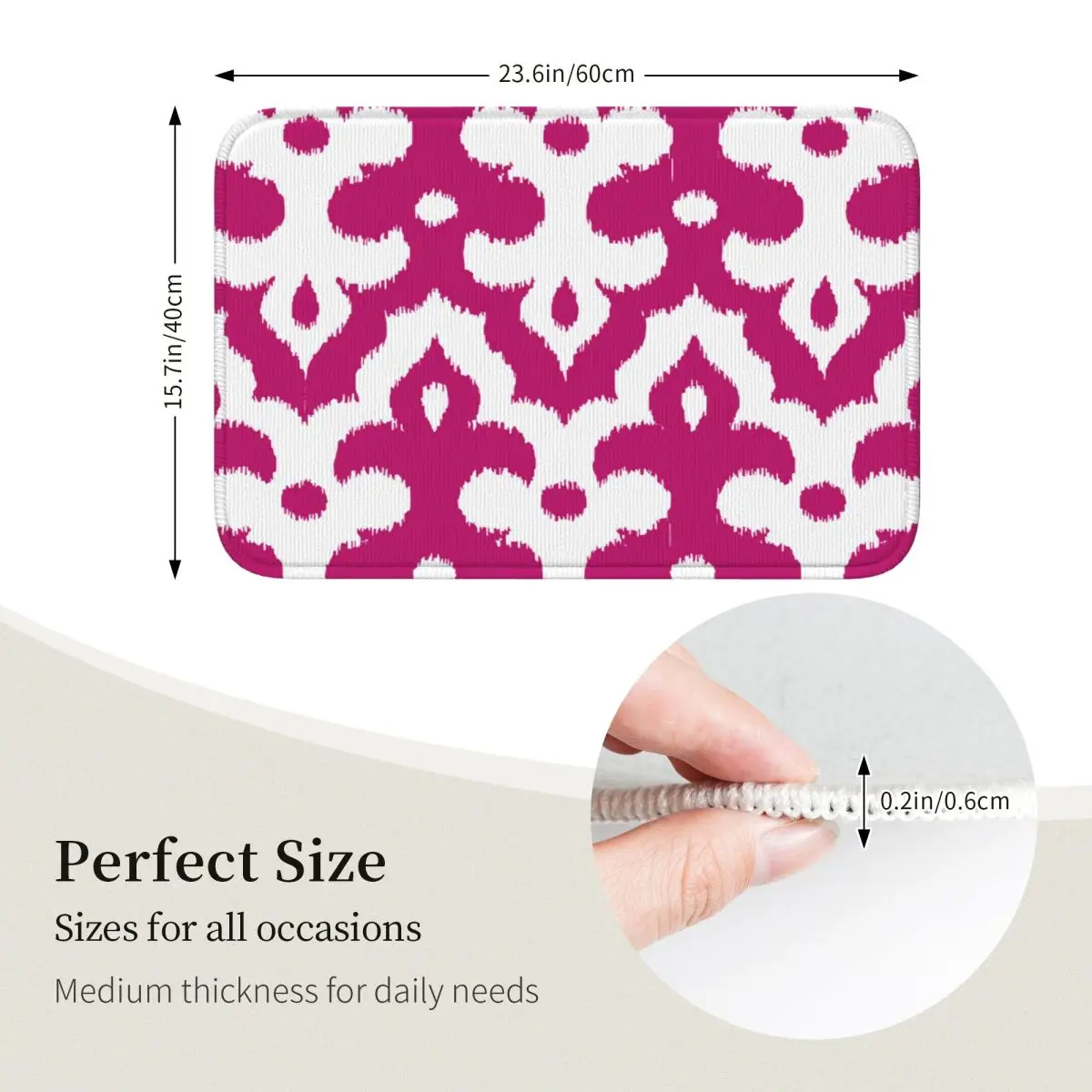 Марокканский Икат Дамасский Фуксия Розовый Коврики Для Унитаза Ванной Комнаты