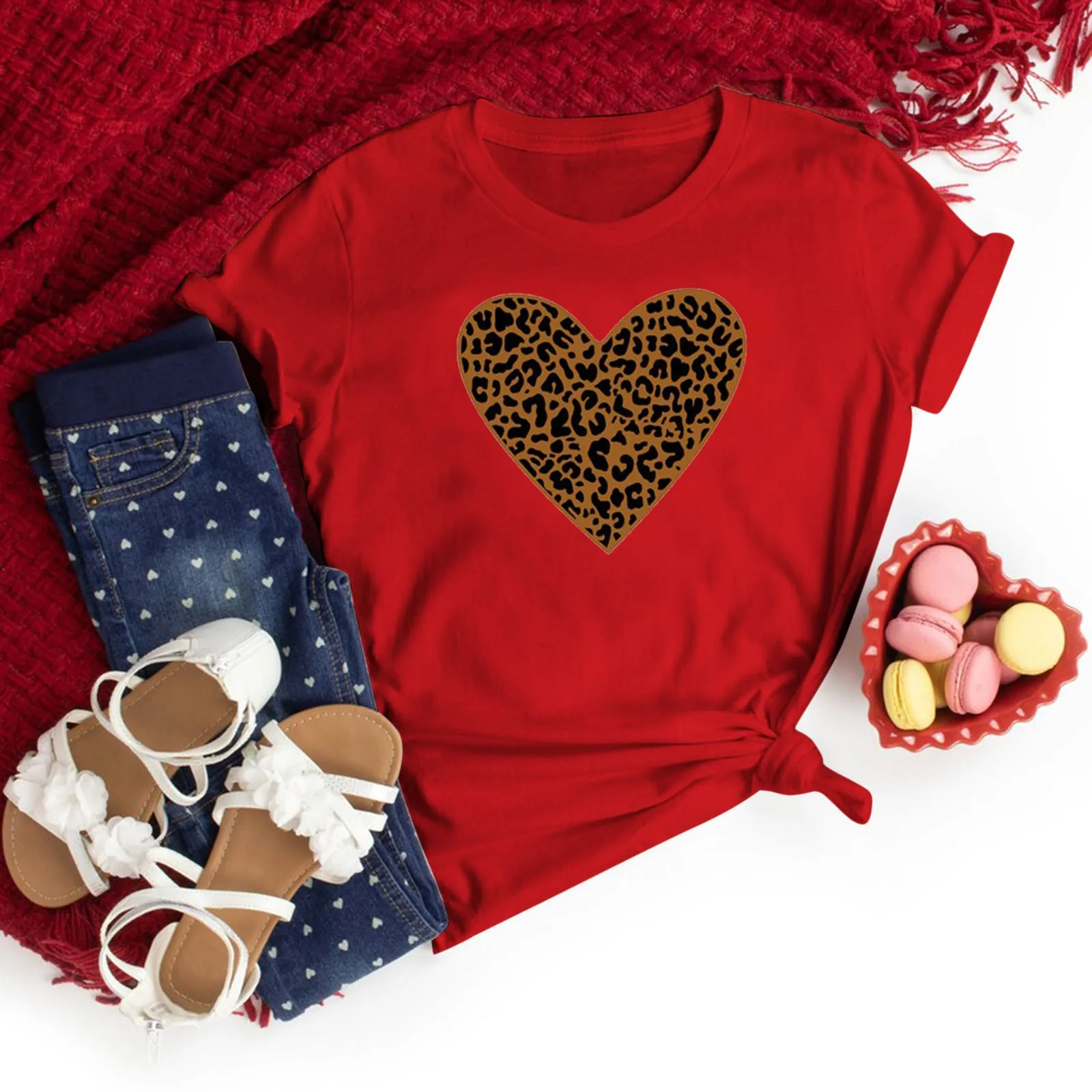 

Женская блузка с коротким рукавом и принтом на День святого Валентина