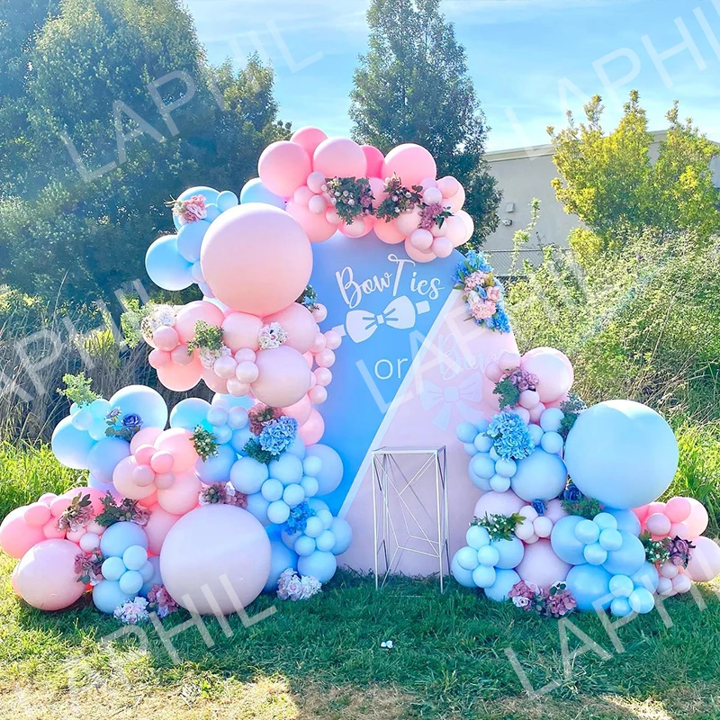 

155 шт., синие и розовые воздушные шары в виде макарон