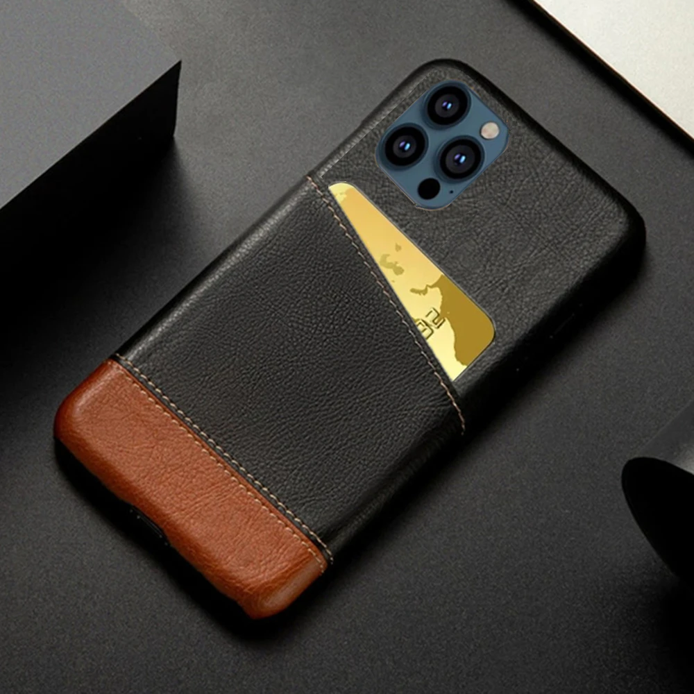 

For iPhone 14 Pro Max Case For iPhone 14 Pro Max Mixed Splice Retro PU Leather Card Slots Cover For iPhone 14 13 12 11 Pro Max