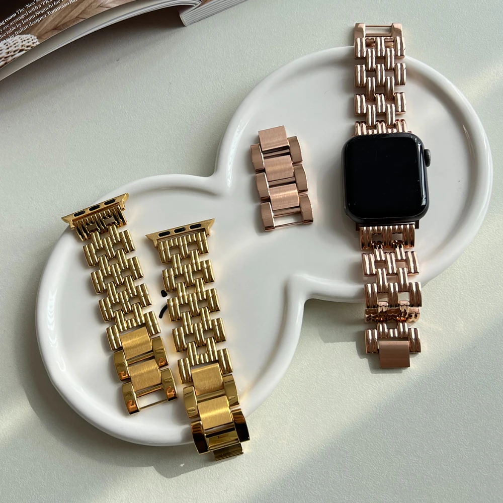 Luxury Stainless Steel Strap For Apple Watch 8 Band Ultra 49mm 45mm 41mm 44mm For iWatch Series SE 7 6 Belt Women's steel strap