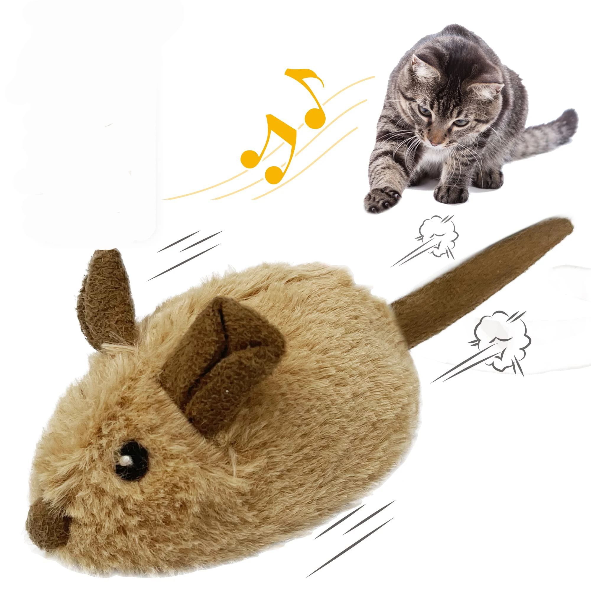 

Cat Toy Mouse Moving Automatic Pet Toys Mice Electronic with Furry Tail Automatic Squeaky Cat Toys for Kitten Indoor