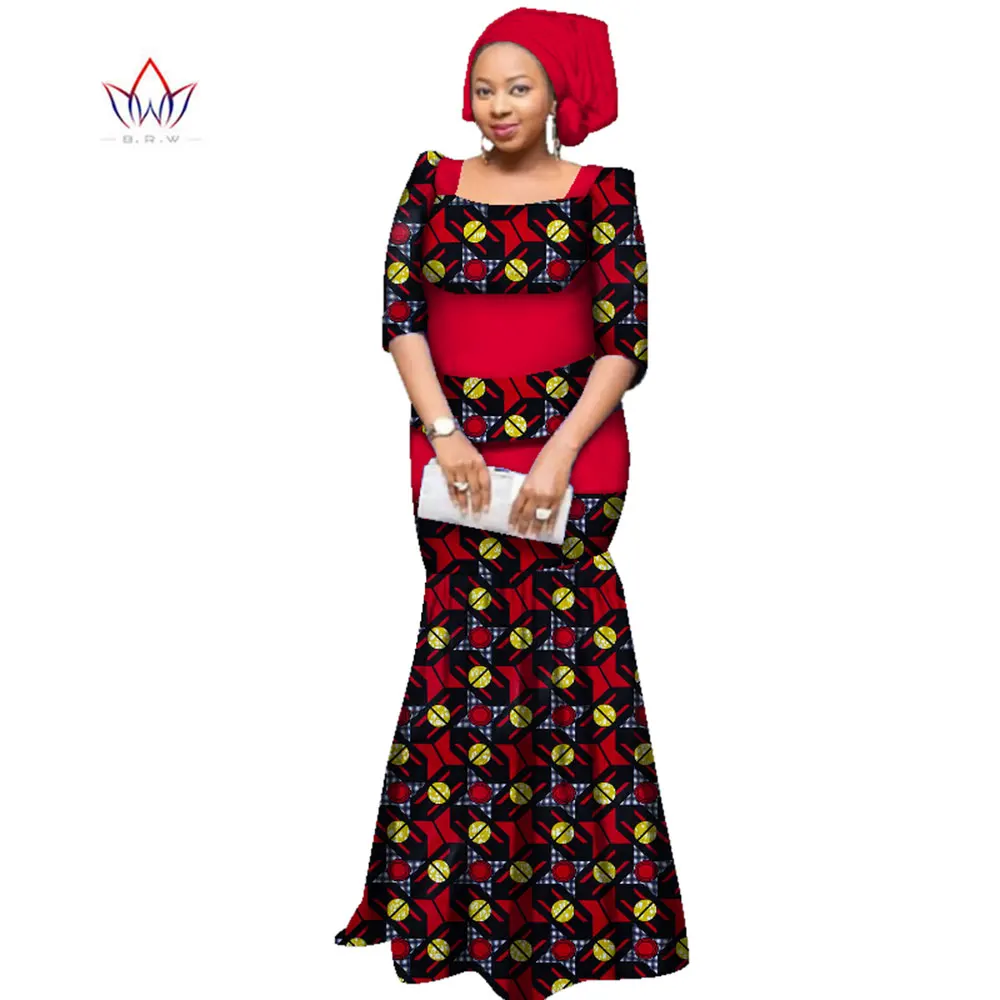 

African 2 Pieces Skirt Sets for Women Free Shipping Traditional Africa Clothing Skirt Set & Scarf Women Clothes WY2312