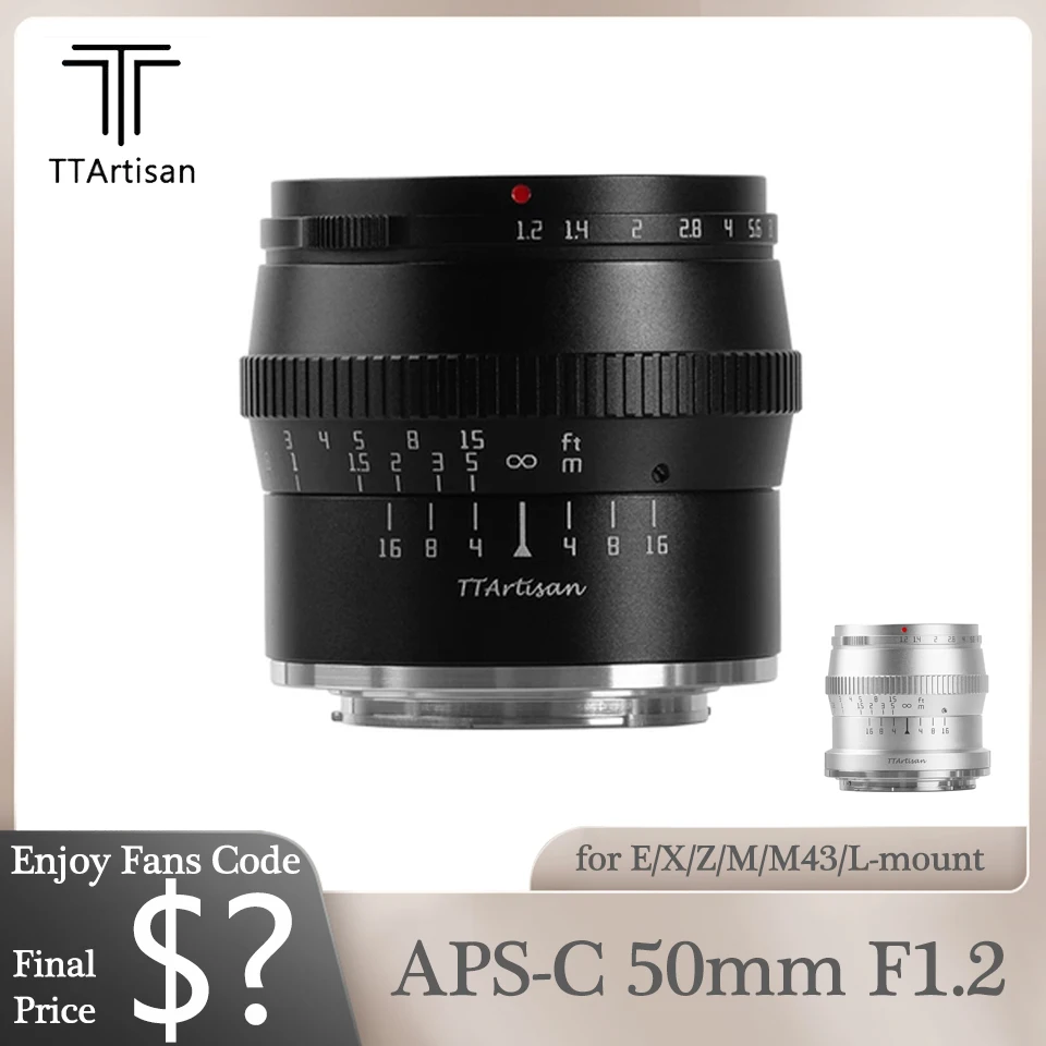 TTArtisan APS-C 50mm F1.2 Portrait Lens for Sony A6000 A6500