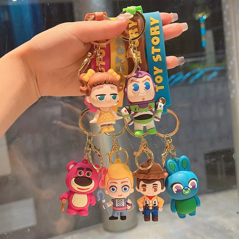 

Toy Story 4 Cartoon Keychain Figure Toys Buzz Lightyear Woody Figure Keyring Fashion Ornament Car Pendant Gifts for Kids