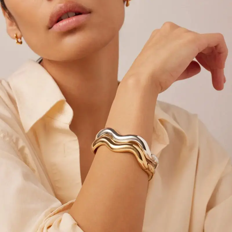 

Женские браслеты с волнистыми кристаллами, в стиле панк, 4526