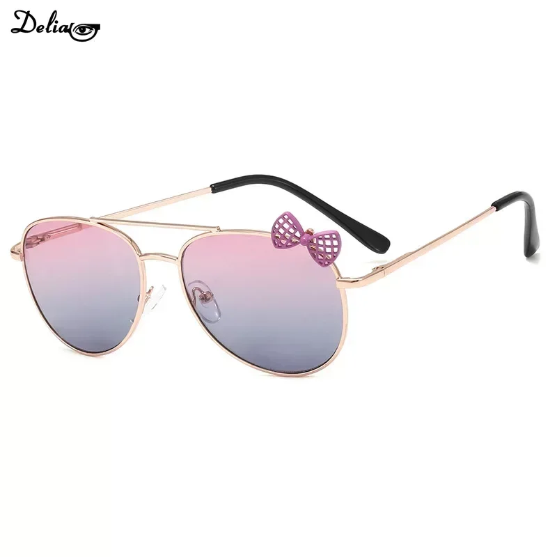Новинка Детские уличные очки Классические солнцезащитные очки-авиаторы с бантом