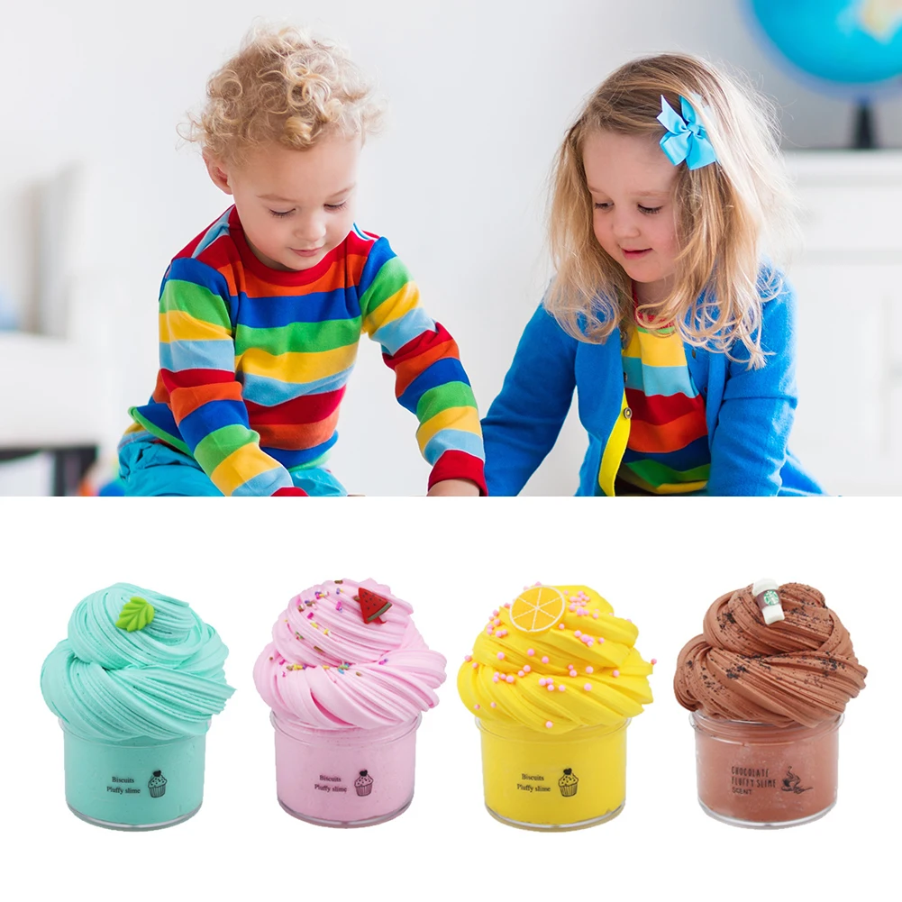 

4Pcs Butter Mud Kit DIY Fluffy Polymer Lemon Muds Modeling Clay Scented Toys Relief Charms Clay Anti Stress Gift for Kids