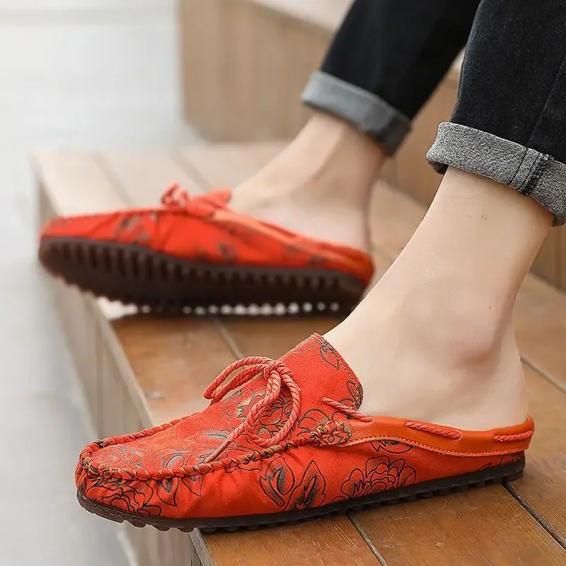 Мюли мужские из натуральной кожи летние тапочки сланцы модная забавная