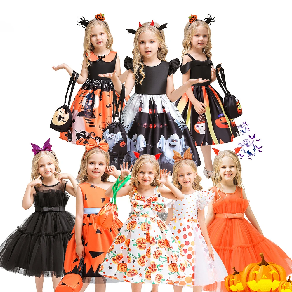 

Halloween Witch Costume Dress Up Clothes With Hat Carnival Party Gift Party Cosplay Vampire Princess Dress Halloween Witch