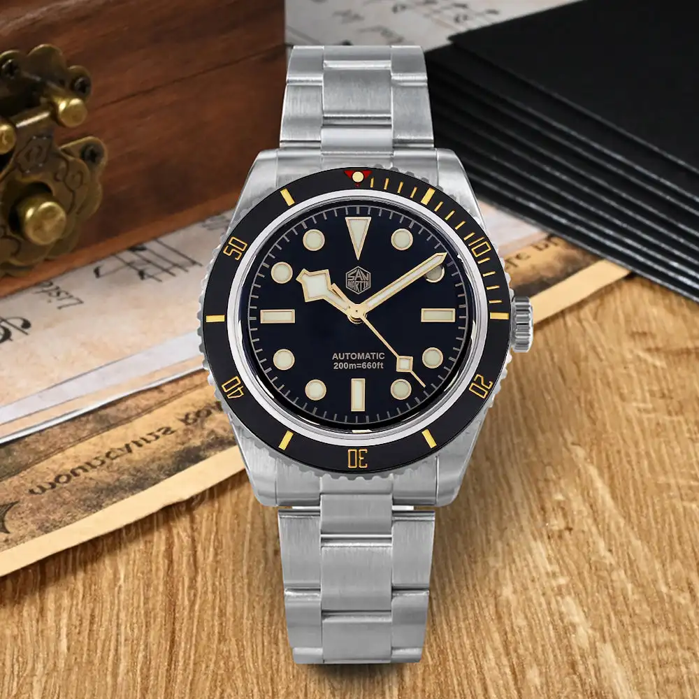 

San Martin 6200 Limited Edition Vinatge Diver Watch Men 38mm Black Dial NH35 Movement Automatic Mechanical Watches Luxury Brand