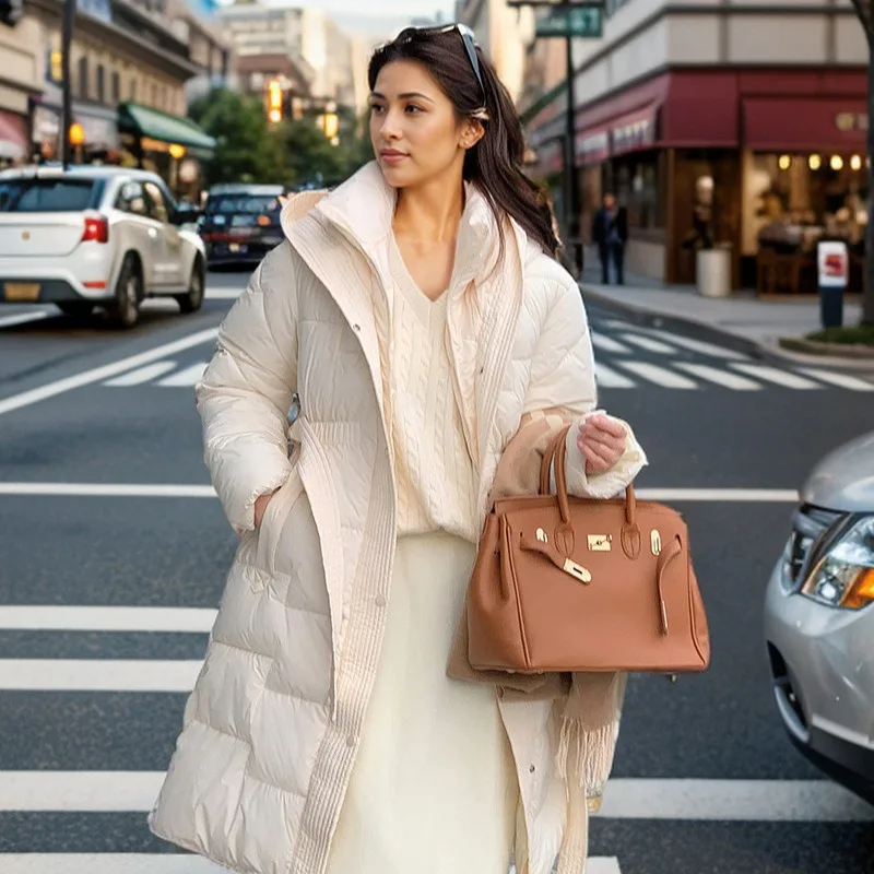 2024 зимняя новая модная хлопковая куртка средней длины женская с капюшоном и