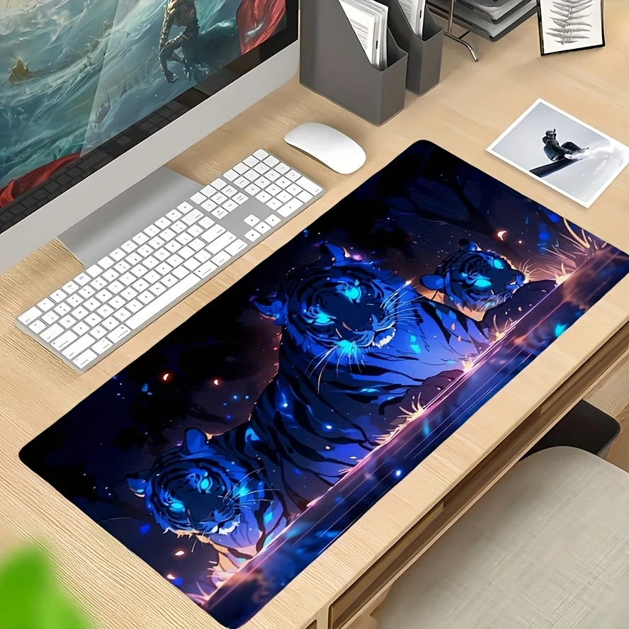 Фото Игровой коврик для мыши Blue Neon Tiger XXL с антискользящим резиновым покрытием для офиса и ПК №4