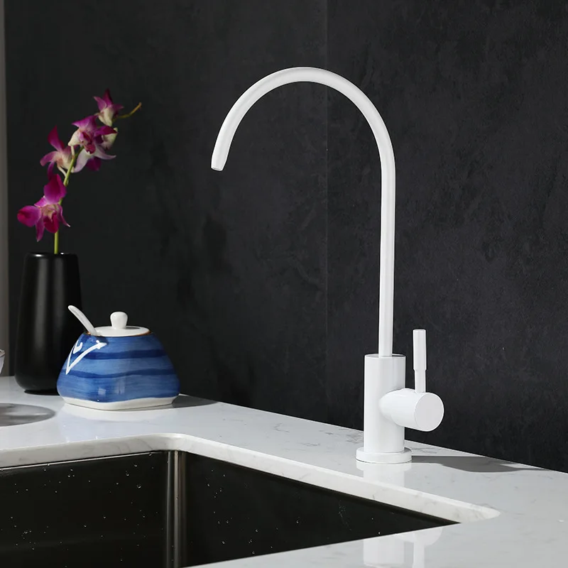 

304 stainless steel white kitchen clean faucet 2 points single cold water faucet direct drinking water 4 points clean faucet