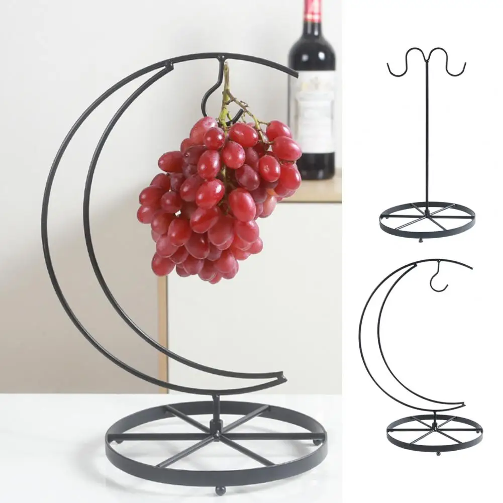 

Grape Hanger 1 Set Useful Rust-proof Wrought Iron Moon Shape Fruit Grape Banana Hanging Rack Kitchen Supplies