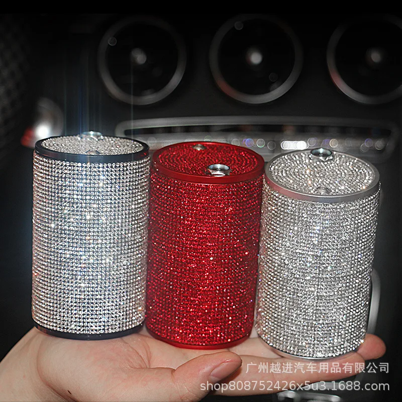 

Rhinestone-studded Car Ashtray Electronic Ashtray Full of Diamonds Cigar Ashtray Bling Car Assessoires Interior for Women
