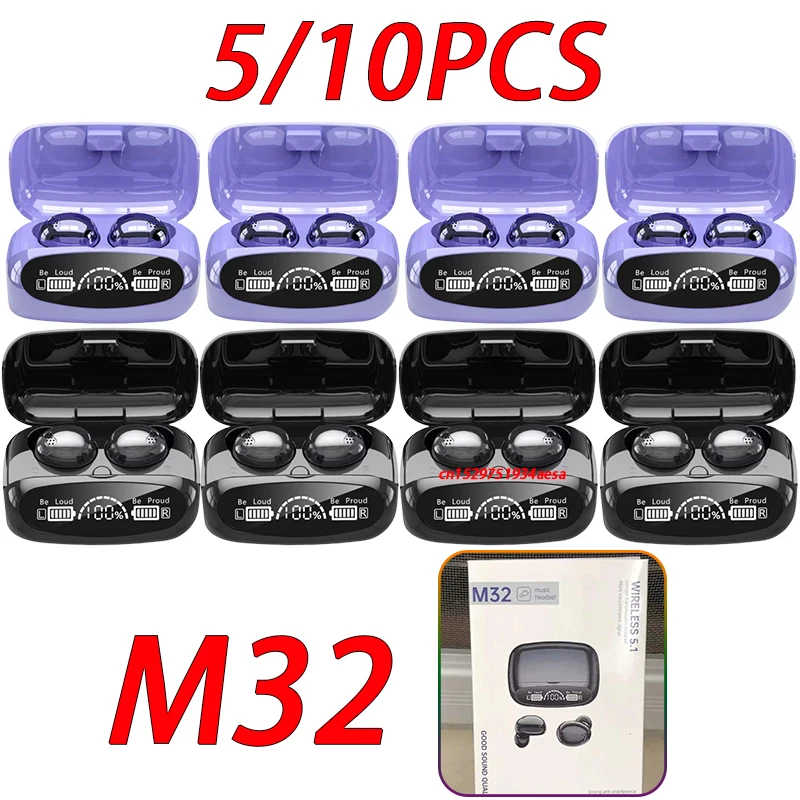 

M32 TWS Wireless Headset 5/10PCS Bluetooth Earphones V5.3 Wholesale Headphones Earbuds Sports Hifi Smart Display PK F9-5C M100