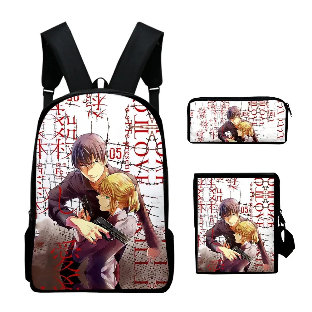 Школьные сумки Harajuku Love of Kill с 3D-принтом mochila dos gratis portátil bolsa de ombro inclinado estojo lápis