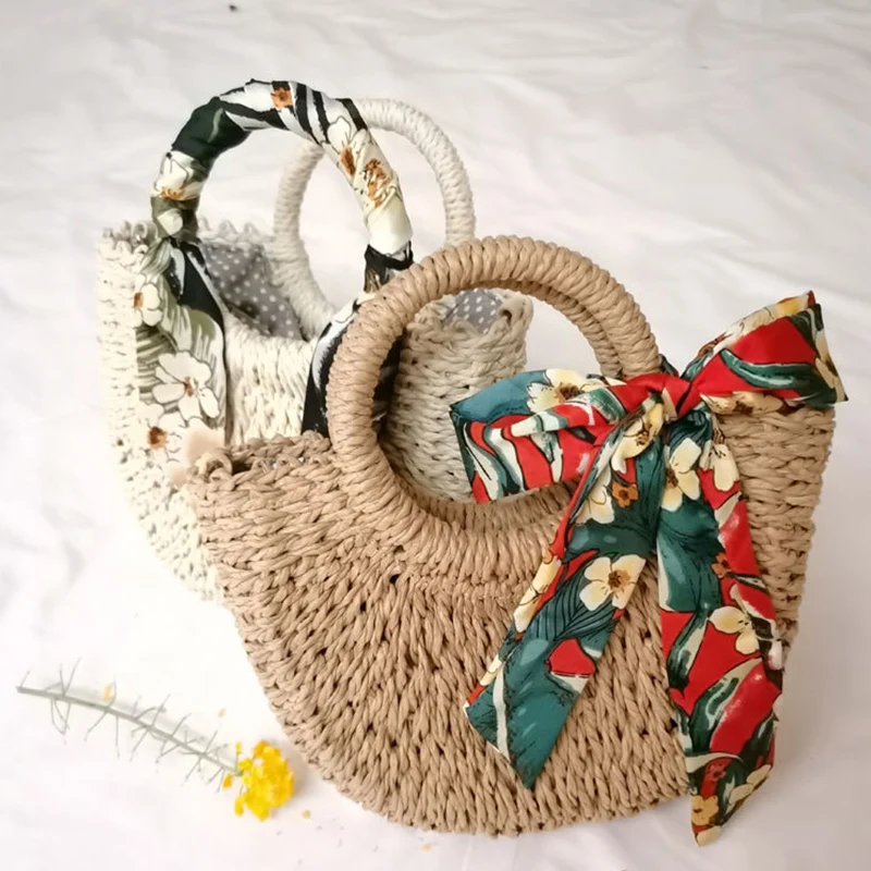 Соломенная Сумка Через Плечо В Форме Полумесяца Ручной Работы Для Женщин Летняя