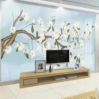 custom 3d mural chinoiserie wallpaper hand painted magnolia flowers and birds wall paper for living room home improvement fresco