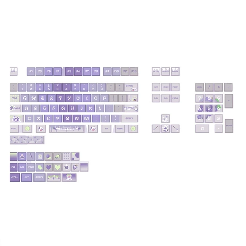 

M17B 127Keys Йогурт-Виноградные колпачки для клавиш XDA Толстые колпачки из ПБТ для 61/87/104/108