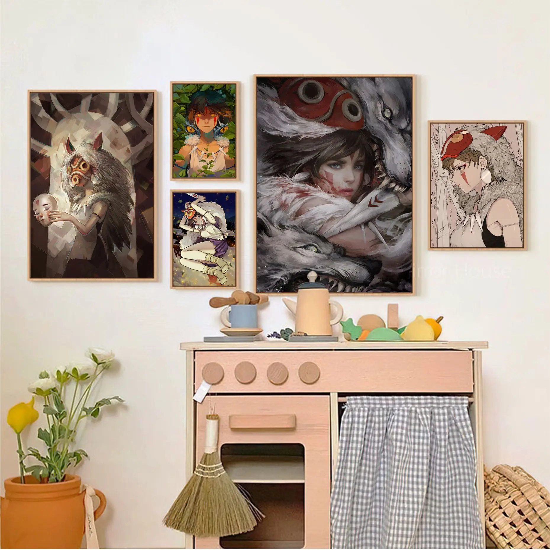 

Japanese classic anime Princess Mononoke Self-adhesive Art Poster HD Quality Art Retro Posters for Home Posters Wall Stickers