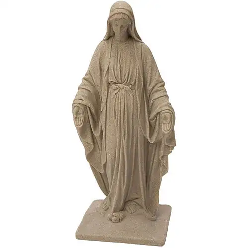 

Virgin Mary Statue – Natural Sandstone Appearance – Made of Resin – Lightweight – 34”outdoor garden statue