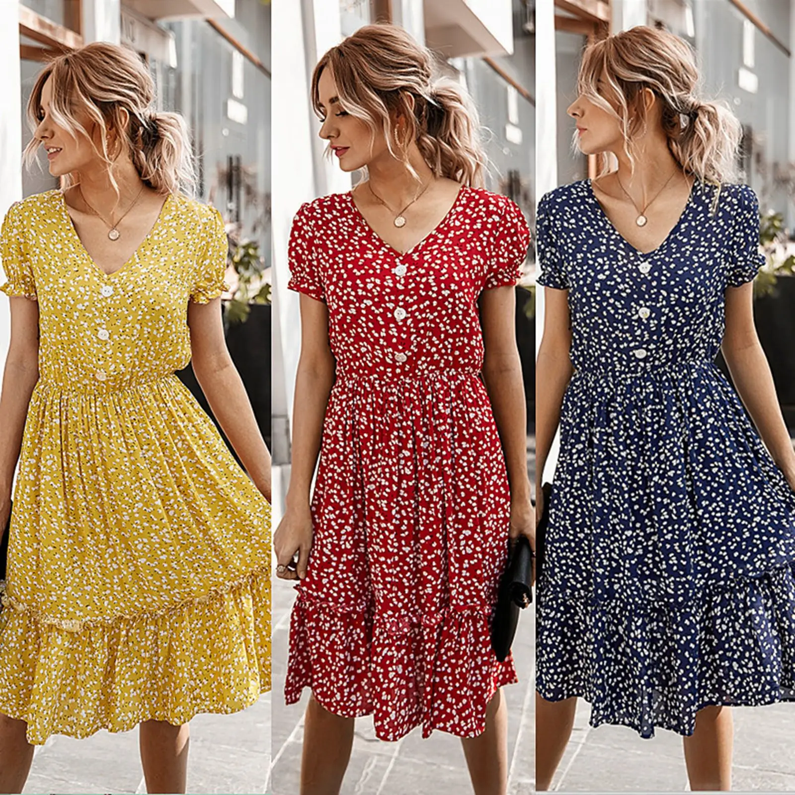 

Europe and America floral dress 2022 summer elegant dress