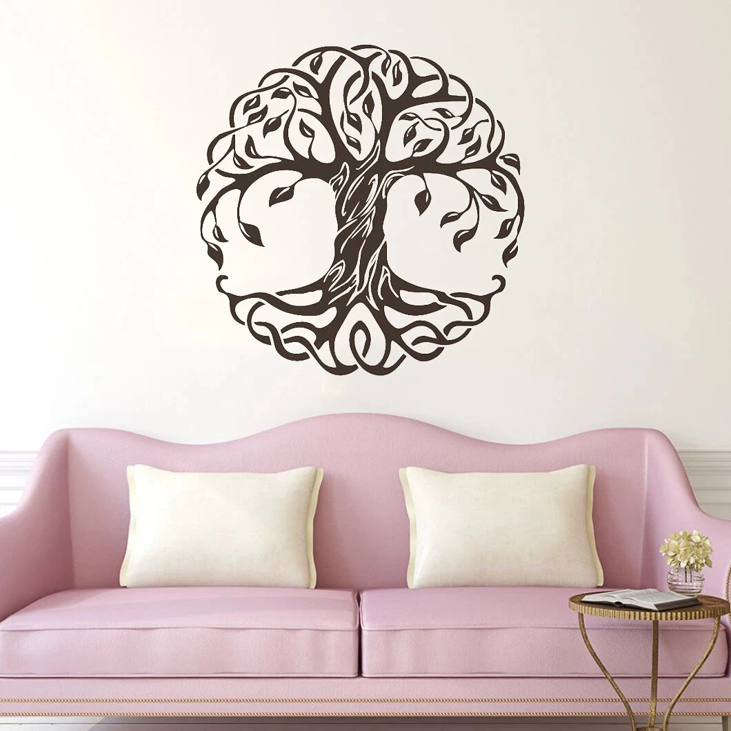 Матовая наклейка на стену Mandala Circle Trees