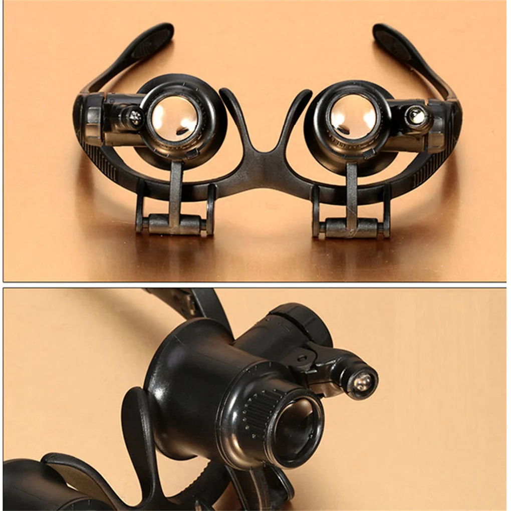 

Illuminated Head Mount Magnifier Folded Portable Watch Repair Needlework Hands-Free Magnifying Glass with Lights Seniors