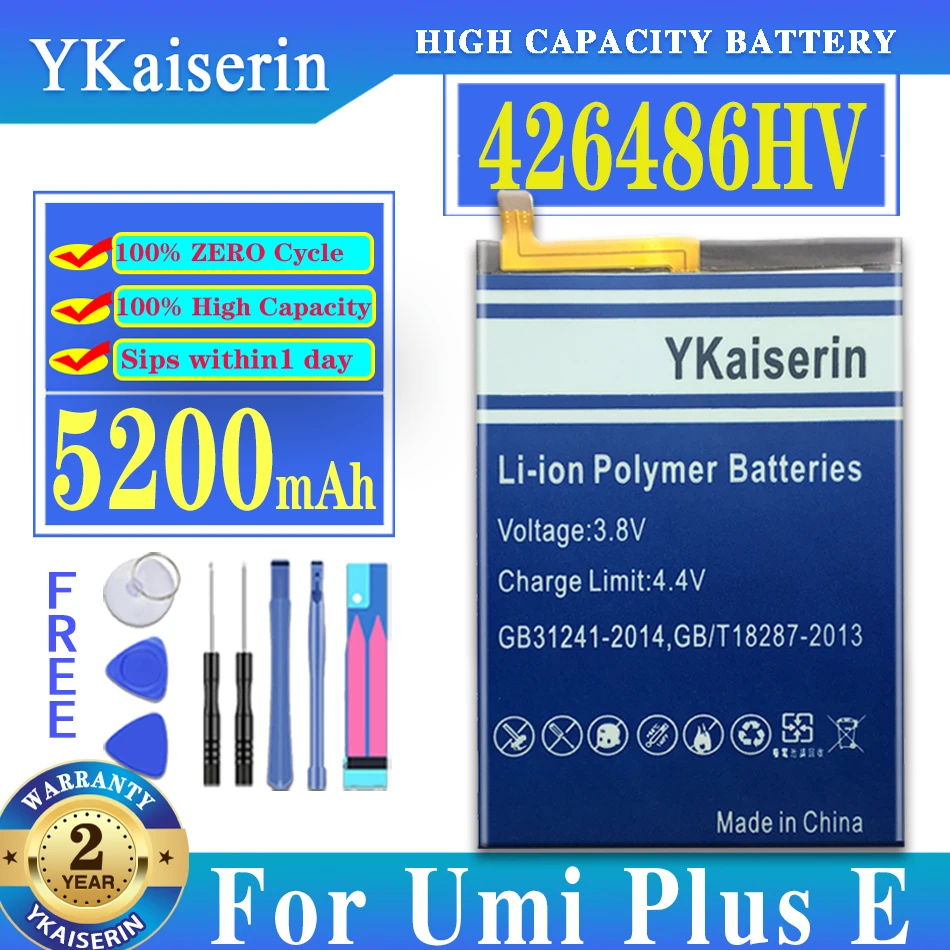 

YKaiserin Battery Replacement 426486HV High Quality Large Capacity 5200mAh Back Up Battery for Umi Plus E Smart Phone Batteria