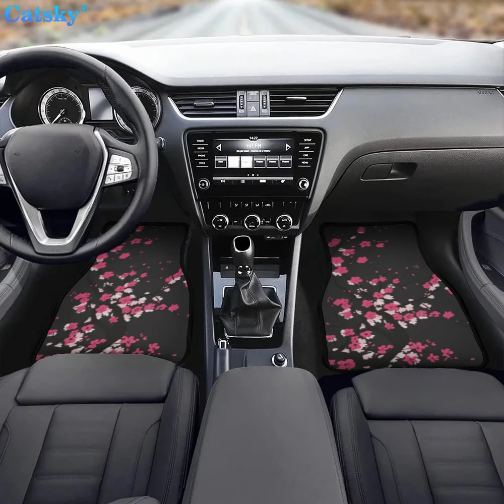 

Японские Автомобильные коврики с цветами сакуры, противогрязный коврик, автозапчасти, украшение, передний и задний автомобильный коврик, н...