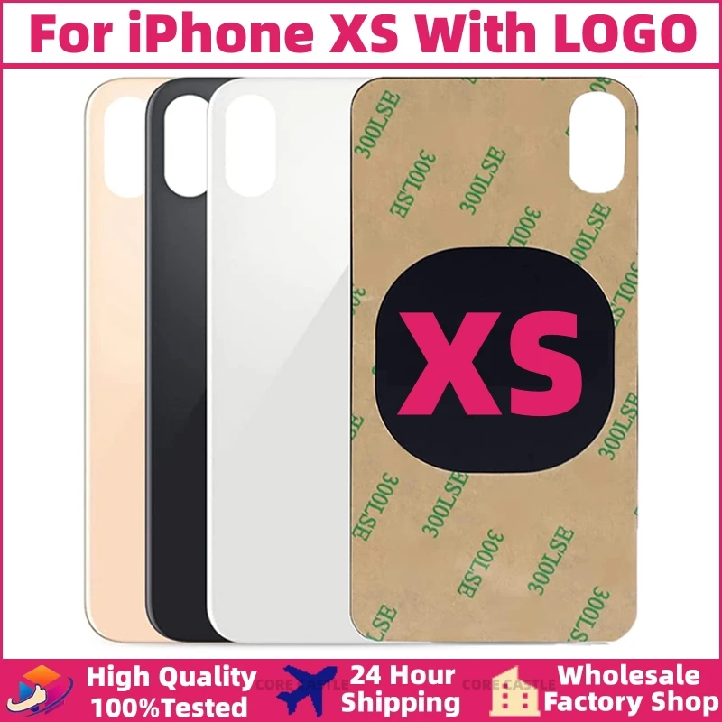 

For iPhone XS Battery Cover Back Glass Panel Replacement Parts New High Quality With logo Housing Big Hole Camera Rear Glass