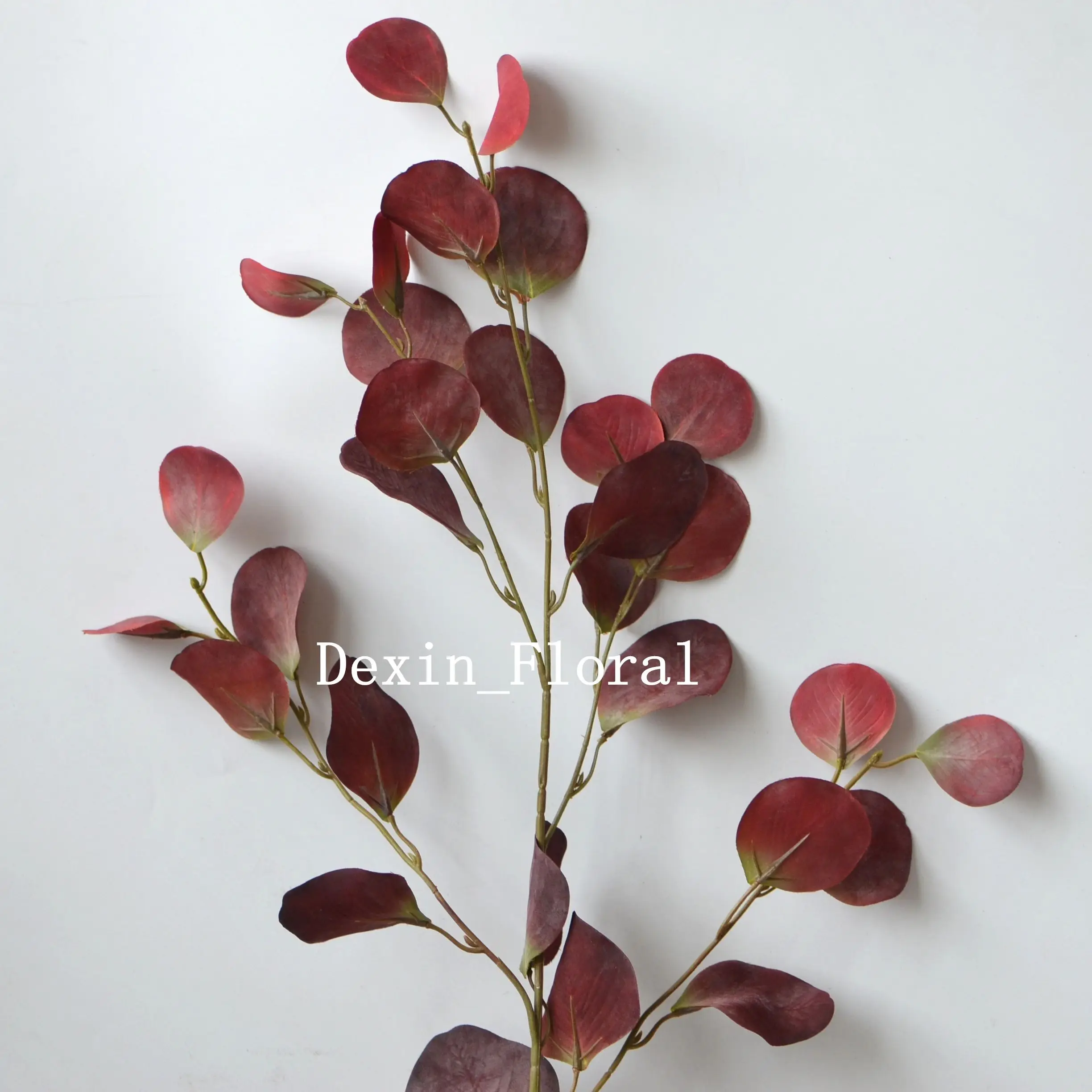 

Винный бордовый эвкалипт, листья искусственного эвкалипта, винтажные зеленые центральные части