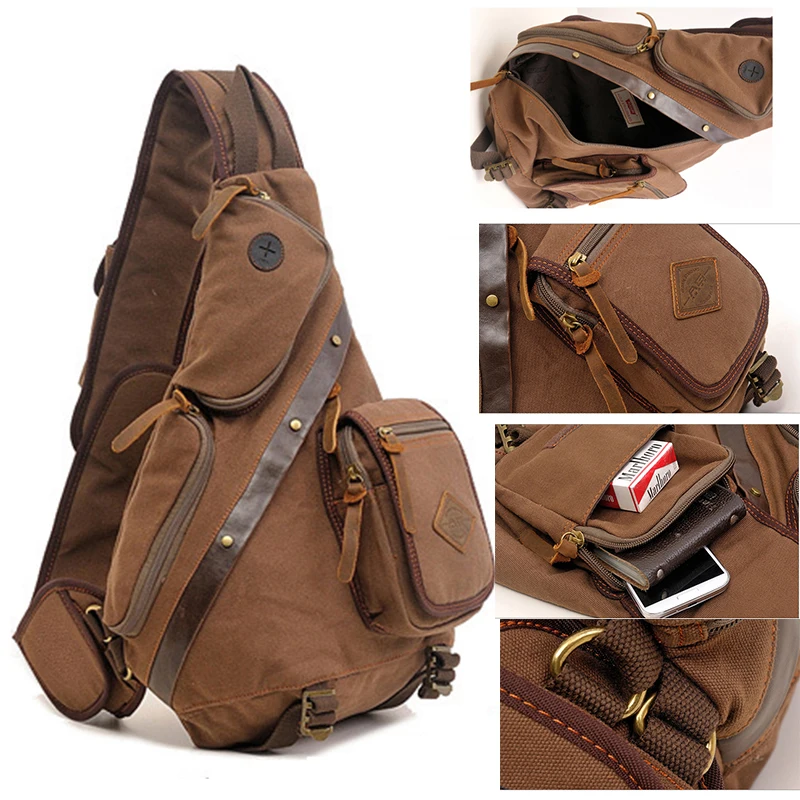 

Мужская нагрудная сумка Горячая Распродажа, винтажная сумка через плечо, холщовая мужская сумка