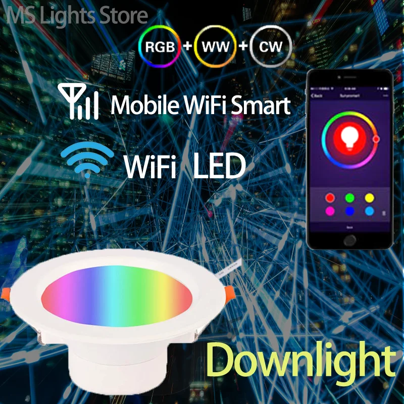 

Graffiti WiFi Intelligent RGB Downlight LED Variable Light Embedded Ceiling Light Mobile APP Remote Control Atmosphere Colorful