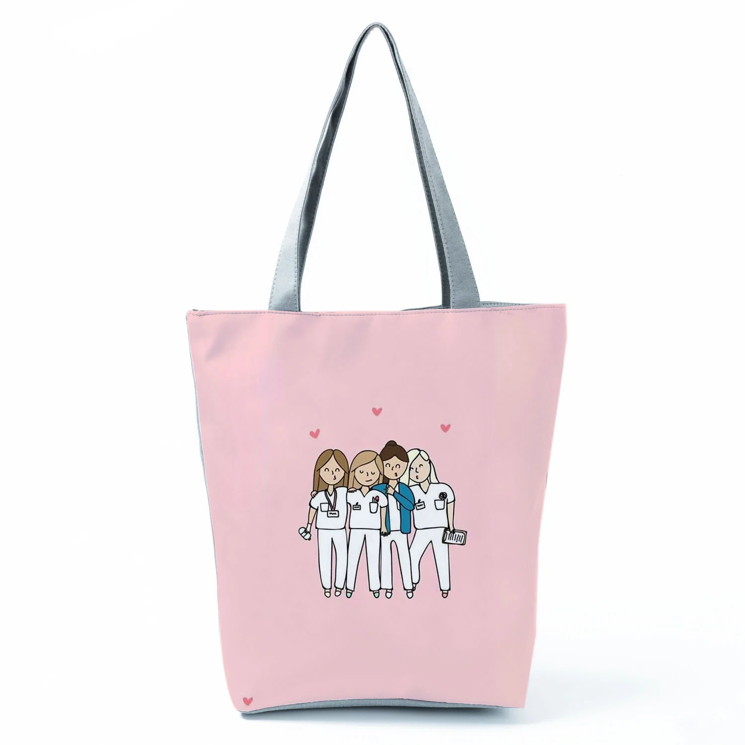 

Женская сумка-тоут с принтом Love, универсальная Экологически чистая пляжная сумка с мультипликационным принтом для медсестер, вместительные сумки для покупок