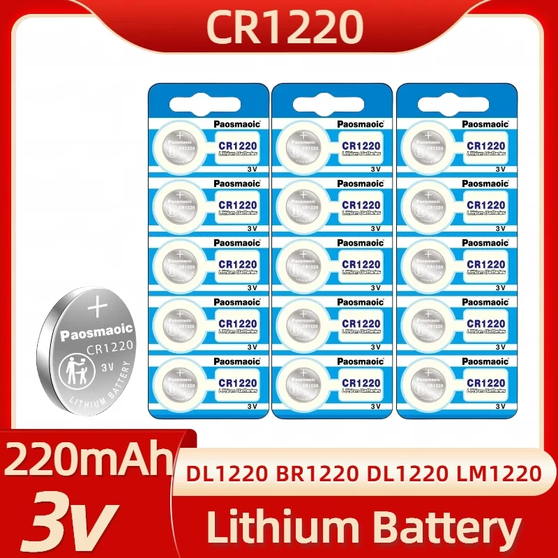 

original 5-100pcs CR1220 3v Lithium battery 1220 ECR1220 GPCR1220 5012LC high quality for car key remote control watch