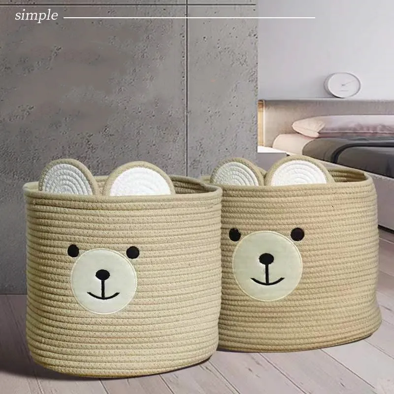 Durable Cotton Rope Laundry Basket Desktop  Dirty Clothes Sundries Storage Bucket Home Container Big Capacity images - 6