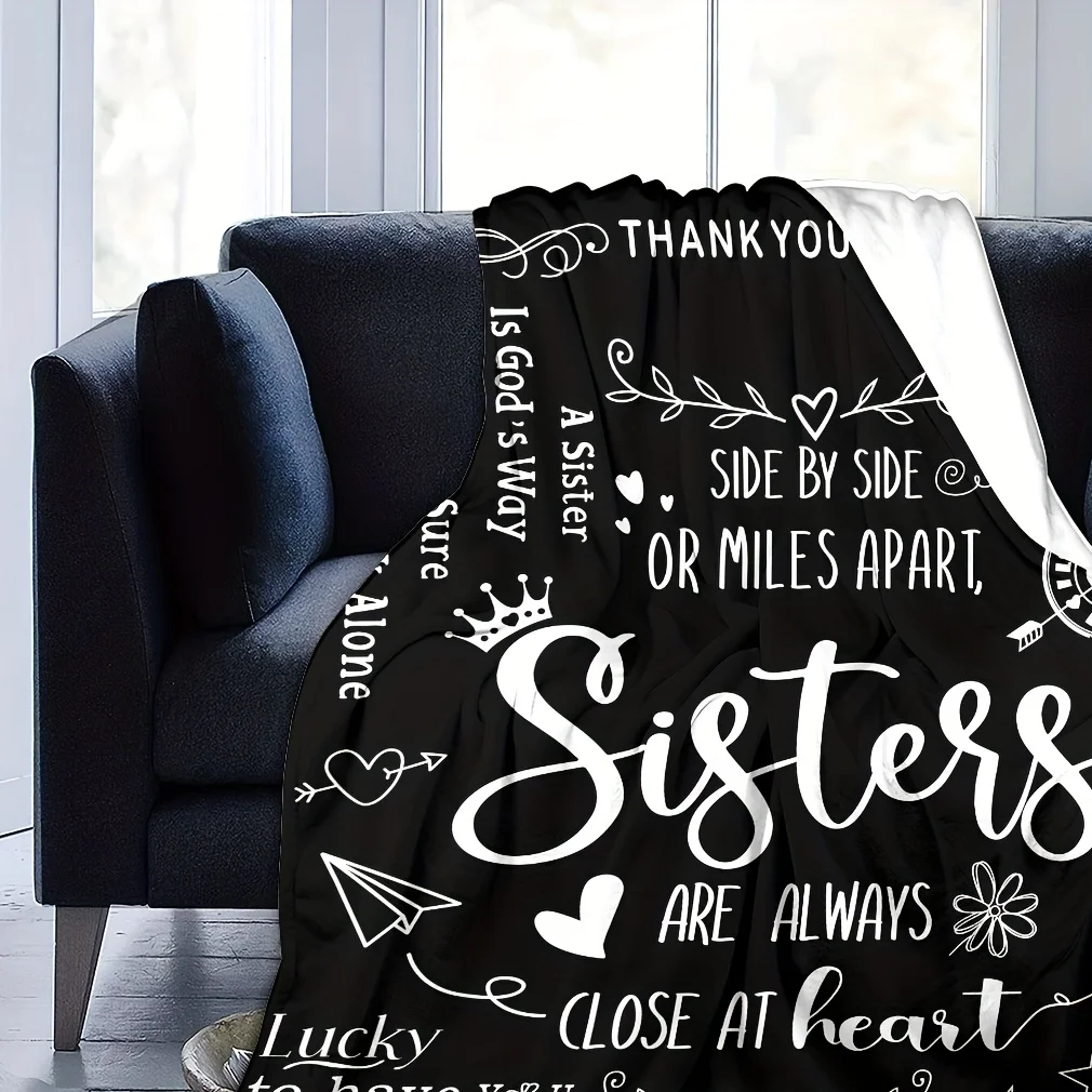 1 шт. мягкое и уютное фланелевое одеяло с принтом слогана — теплое покрывало для