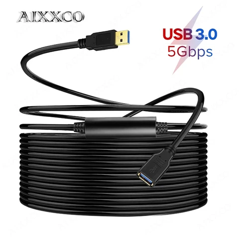Удлинитель AIXXCO USB для передачи данных, 8/10/12 м