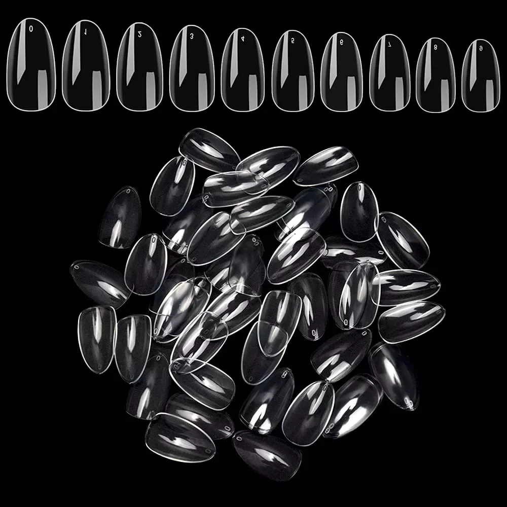 

Almond Full Cover Fake Nail Press on Oval Shaped Nail Tips Natural Clear False Coffin Tips Manicure Tool