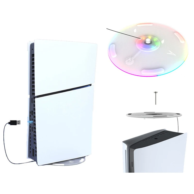 Прозрачный вертикальный держатель-подставка с RGB-подсветкой для PS5