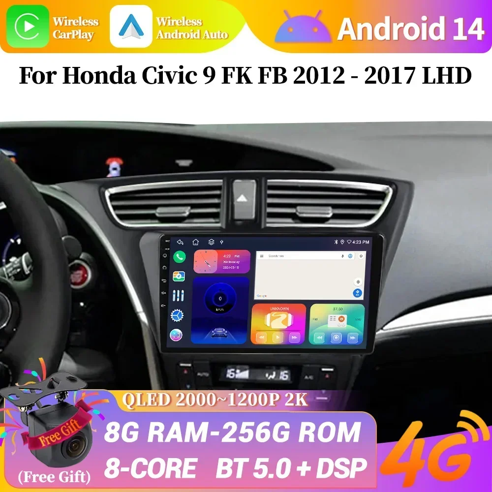 Автомобильный радиоприемник мультимедиа для Honda Civic 9 FK FB 2012-2017 навигация с левым - Цена: 79990