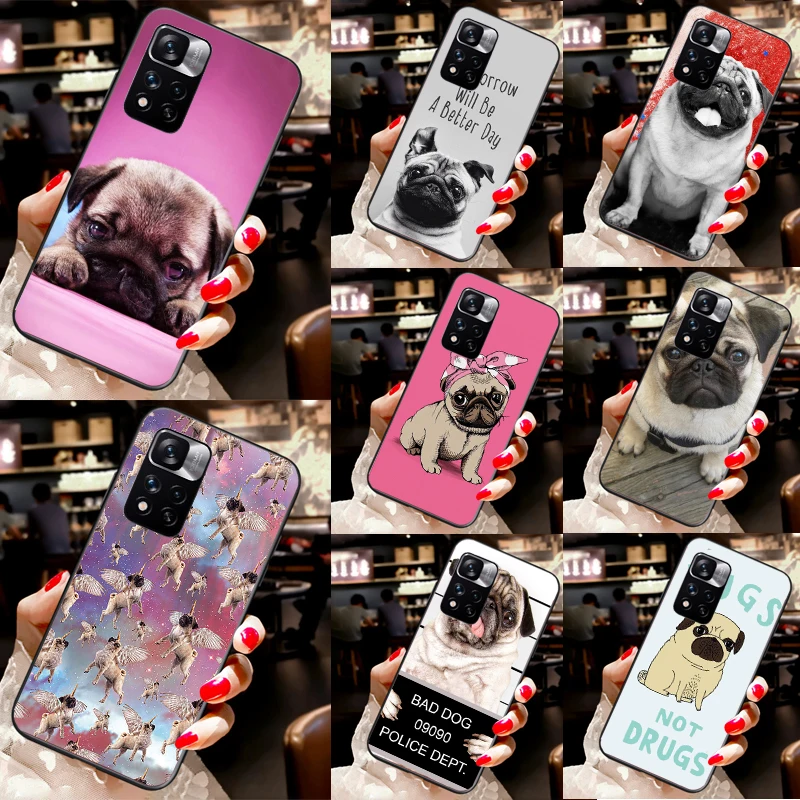 Милый чехол для телефона Xiaomi Redmi Note 8 9 10 11 Pro 10S 9S 8T 9A 9T 9C с изображением щенка породы мопс.
