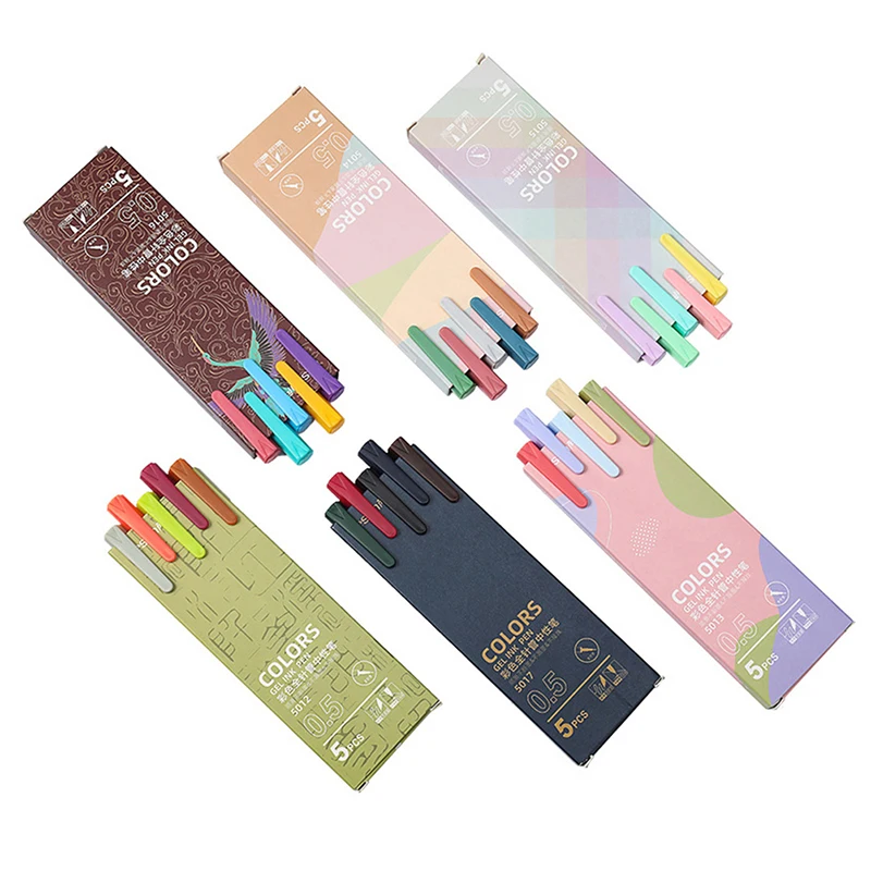 

0.5mm Refill Smooth Ink Writing Signing Pen 5 Colors Macarons Pens Gift Set